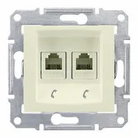 Розетка телефонная 2xRJ11 Schneider Electric SEDNA, бежевый, SDN4201147