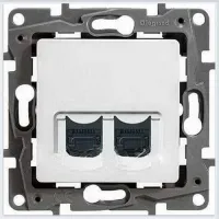 Розетка компьютерная 2xRJ45 Cat.6 Legrand ETIKA, белый, 672254