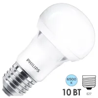 Лампа светодиодная PHILIPS A60 10W 6500K 220V E27 710lm HV ECO, 8718699639716