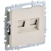 Розетка компьютерная двойная IEK BRITE RJ45 кат.5E РК10-2-БрКр бежевый, BR-K20-1-K10