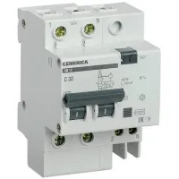 Дифавтомат IEK GENERICA 2P 32А (C) 4.5кА 100мА (AC), MAD15-2-032-C-100