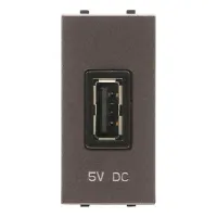 Механизм зарядного устройства USB ABB ZENIT, скрытый монтаж, антрацит, 2CLA218520N1801