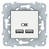 Розетка 2xUSB Schneider Electric UNICA NEW, белый, NU541818