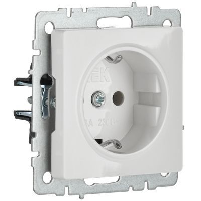 BRITE Розетка 1-местная с заземлением без защитных шторок 16А РС11-1-0-БрБ белый IEK