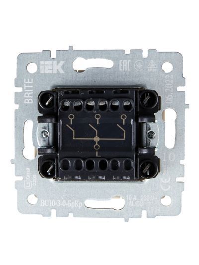 BRITE Выключатель 3-клавишный 10А ВС10-3-0-БрКр бежевый IEK