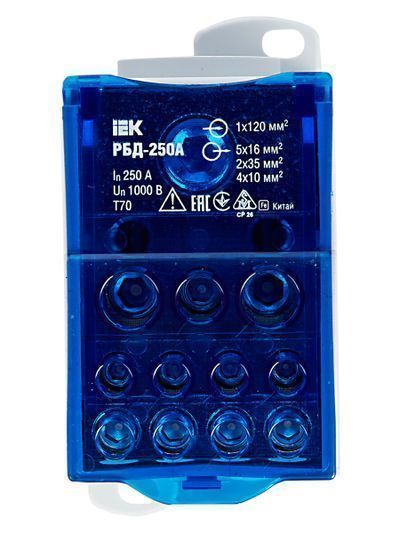 Блок распределительный РБД-250А на DIN-рейку IEK