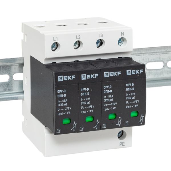 Ограничитель импульсных напряжений ОПВ-D/4P In 5кА 275В с сигн. EKF PROxima