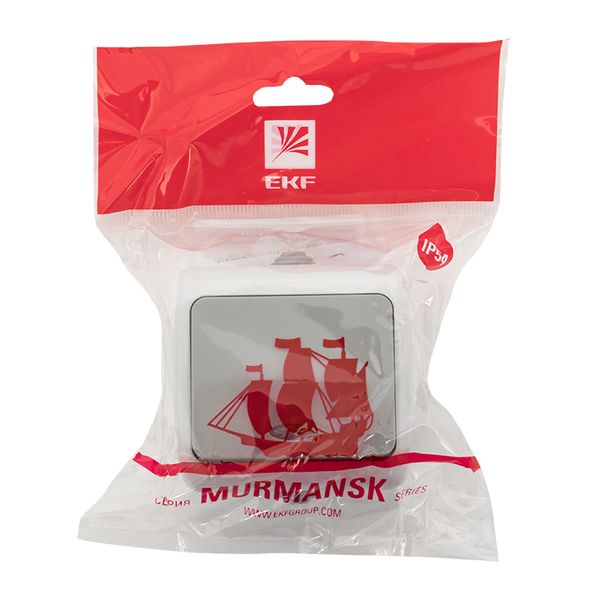 Мурманск Выключатель 1-клавишный с индикатором 10А IP54 серый EKF