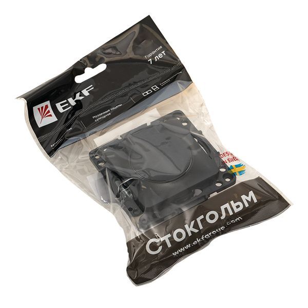 Стокгольм Механизм Розетки 1-местной с/з 16А автоматические клеммы черный с крышкой и защ. штор. IP44 EKF PROxima