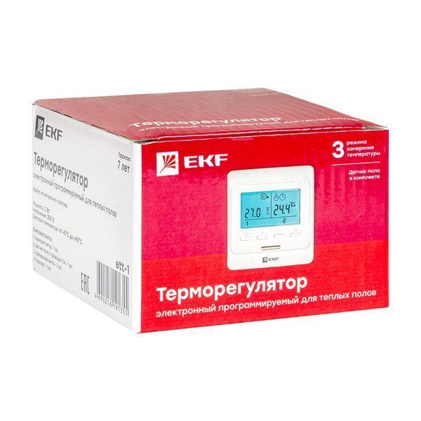 Термостат для теплых полов электронный 16 A 230В с датчиком пола EKF