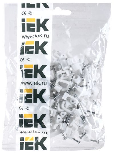 Скоба 12мм плоская пластиковая (100шт) IEK