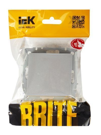 BRITE Выключатель 1-клавишный проходной 10А ВС10-1-6-БрА алюминий IEK