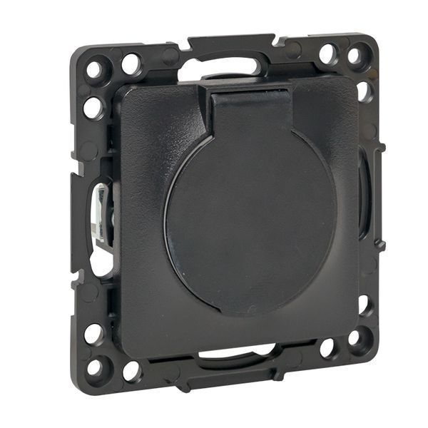 Стокгольм Механизм Розетки 1-местной с/з 16А автоматические клеммы черный с крышкой и защ. штор. IP44 EKF PROxima