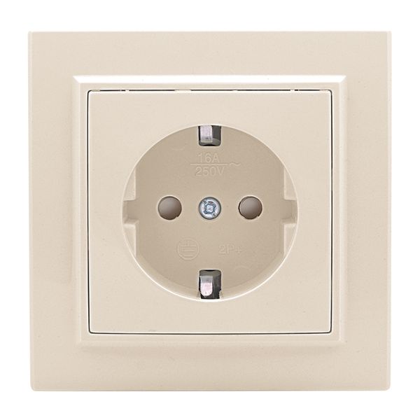 Розетка 1-мест. СП с/з 16А бежевый с защ. штор. Минск EKF