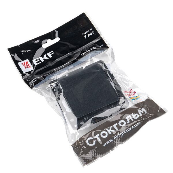 Стокгольм Механизм Выключателя 1-кл. проходного 10А автоматические клеммы черный EKF PROxima