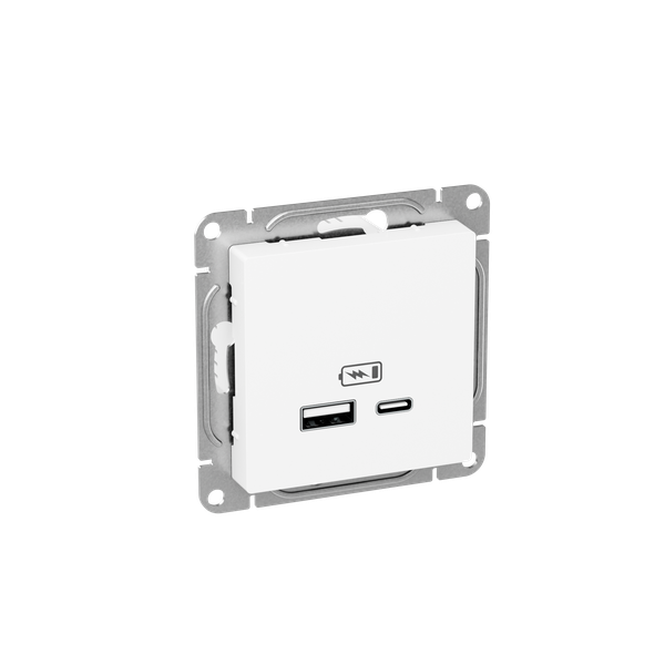 Механизм розетки USB-A+С, белый Эпика EKF (кратно 1)