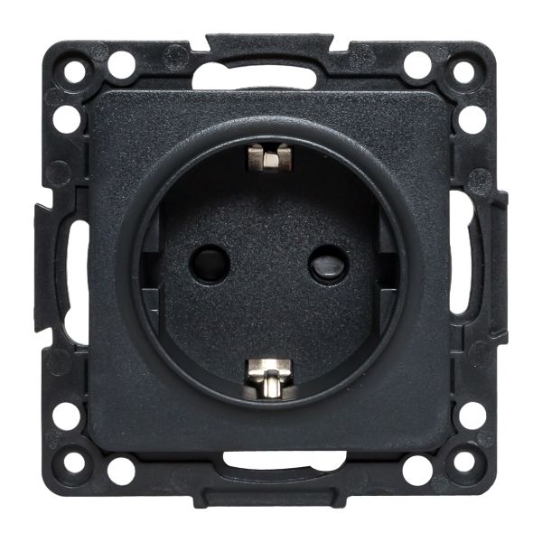 Стокгольм Механизм Розетки 1-местной с/з 16А винтовые клеммы черный с защ. штор. EKF PROxima