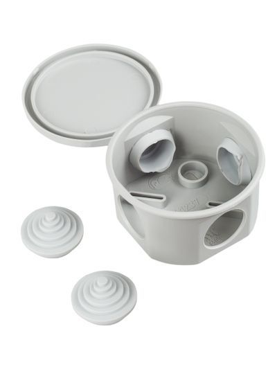 Коробка распаячная КМ41237 для открытой проводки безгалогенная (HF) D=75х40мм IP44 4 гермоввода серая IEK