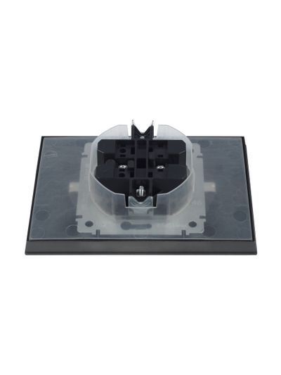 BRITE Розетка 2-местная с заземлением с защитными шторками и крышкой 16А в сборе IP44 РСбш12-3-44-БрС сталь IEK