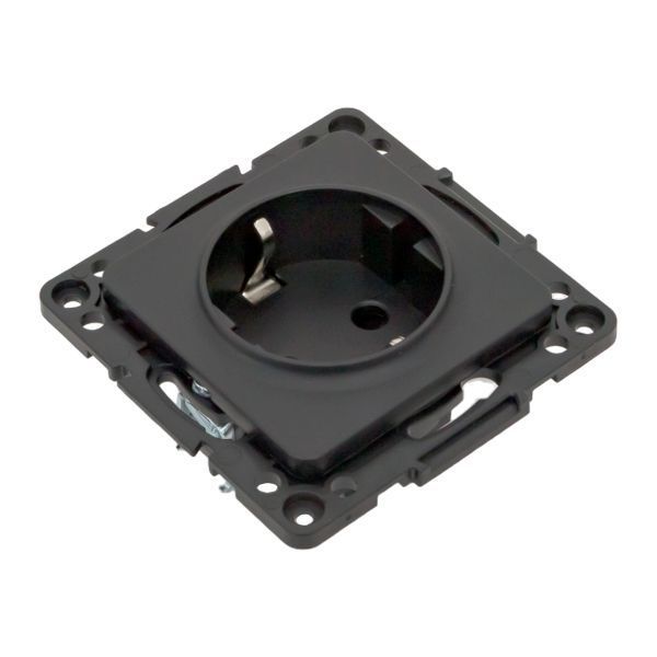 Стокгольм Механизм Розетки 1-местной с/з 16А винтовые клеммы черный с защ. штор. EKF PROxima