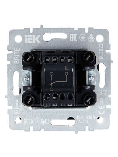 BRITE Выключатель 1-клавишный проходной 10А ВС10-1-6-БрШ шампань IEK