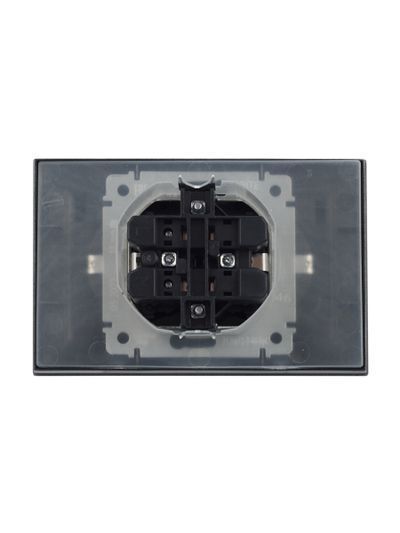 BRITE Розетка 2-местная с заземлением с защитными шторками и крышкой 16А в сборе IP44 РСбш12-3-44-БрС сталь IEK