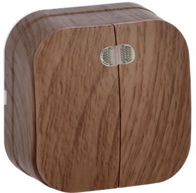 GLORY Выключатель 2-клавишный для открытой установки с индикацией 10А ВС20-2-1-ХД дуб IEK