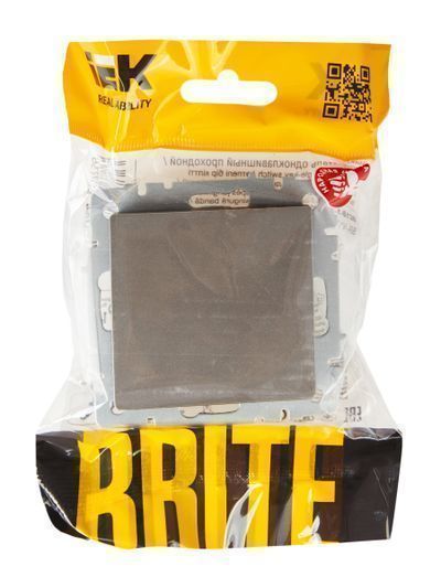 BRITE Выключатель 1-клавишный проходной 10А ВС10-1-6-БрС сталь IEK