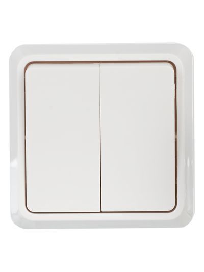 OKTAVA Выключатель 2-клавишный для открытой установки 10А ВС20-2-0-ОБ белый GENERICA