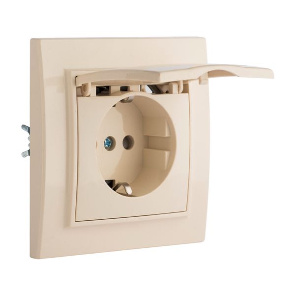 Розетка 1-местная СП с/з Минск с крышкой 16А бежевая с защ. штор. EKF