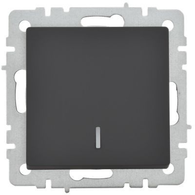 BRITE Выключатель 1-клавишный с индикацией 10А ВС10-1-1-БрГ графит IEK
