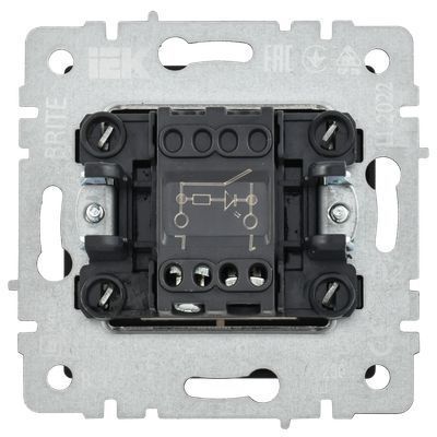 BRITE Выключатель 1-клавишный с индикацией 10А ВС10-1-1-БрГ графит IEK