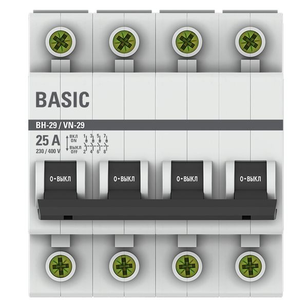 Выкл. нагрузки 4П  25А  EKF  Basic  ВН-29