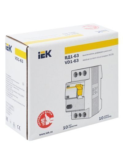 Выключатель дифференциальный (УЗО) ВД1-63 2Р 40А 300мА IEK
