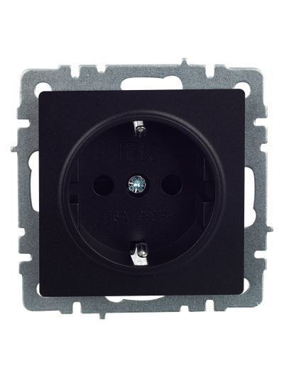 BRITE Розетка 1-местная с заземлением с защитными шторками 16А РС14-1-0-БрЧ черный IEK