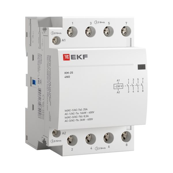 Контактор модульный КМ 25А 4NO 230В АС (3 мод.) PROXIMA EKF