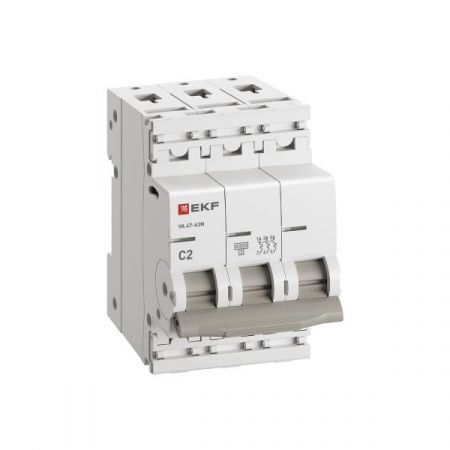 Автоматический выключатель 3P 2А (C) 6кА ВА 47-63N PROxima EKF