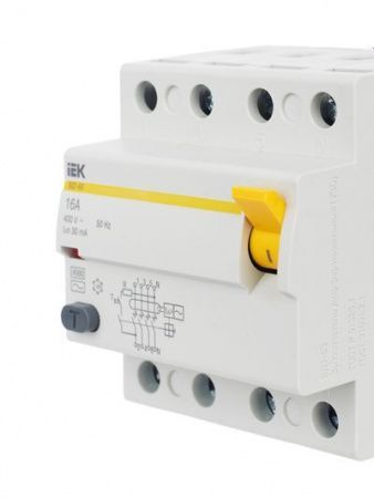 Выключатель дифференциальный (УЗО) ВД1-63 4Р 16А 30мА IEK