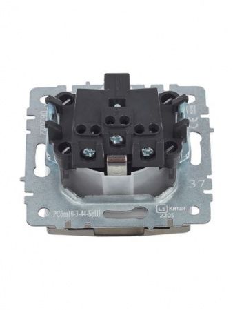 BRITE Розетка 1-местная с заземлением с защитными шторками и крышкой 16А IP44 РСбш10-3-44-БрШ шампань IEK