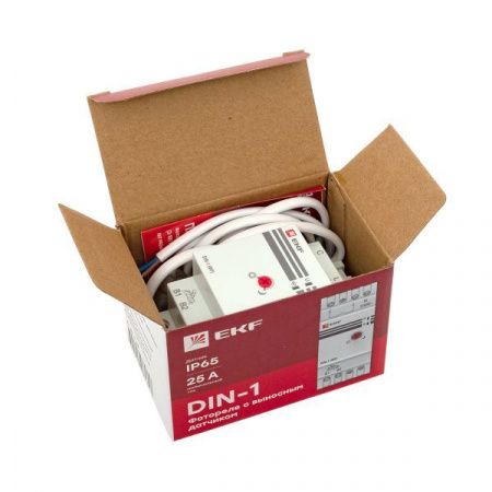 Фотореле на DIN-рейку с выносным датчиком (ФР) 2-100Лк 25А 3000Вт EKF PROxima