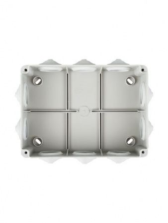 Коробка распаячная КМ41243 для открытой проводки безгалогенная (HF) 190х140х70мм IP44 10 гермовводов серая IEK