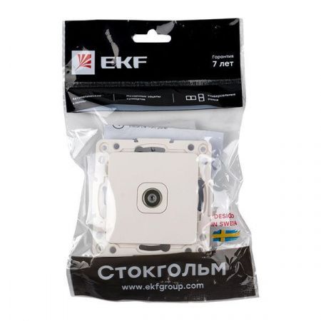 Стокгольм Механизм Розетки TV 1-местной 75Ом 5-862МГц винтовые клеммы белый EKF PROxima