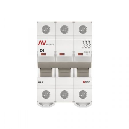 Выкл.автом.  3П   4А 6кА AV-6 AVERES EKF mcb6-3-04C-av mcb6-3-04C-av