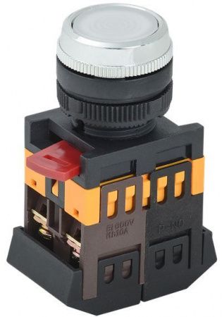Кнопка ABLFS-22 белый d=22мм неон/240В 1з+1р IEK