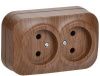 GLORY Розетка 2-местная для открытой установки без заземления без защитных шторок 10А РС22-2-ХД дуб IEK