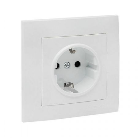 Валенсия розетка 1-местная с/з 16А белая с защ. штор. EKF PROxima