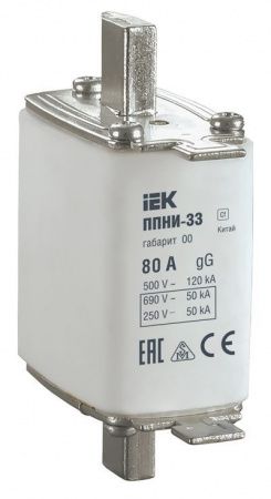 Плавкая вставка предохранителя ППНИ-33 габарит 00 80А IEK