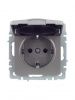BRITE Розетка 1-местная с заземлением с защитными шторками и крышкой 16А IP20 РСбш10-3-БрС сталь IEK