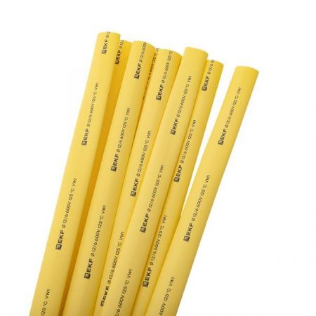 Термоусаживаемая трубка ТУТ нг 12/6 желтая в отрезках по 1м EKF PROxima