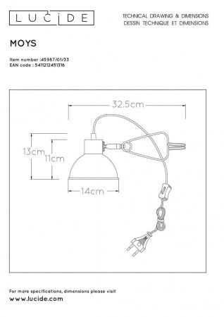 Настольная лампа Lucide Moys 45987/01/33